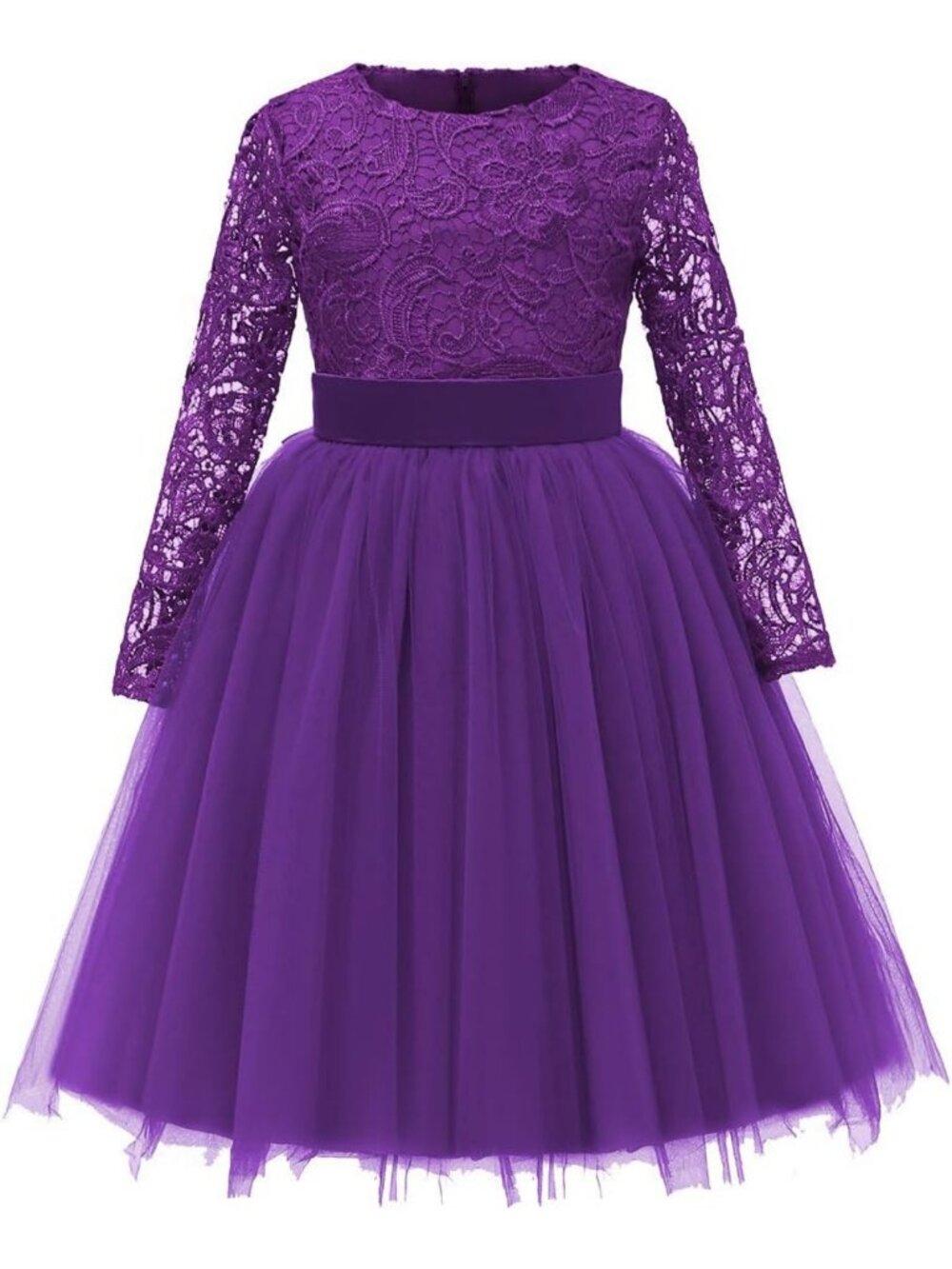 Charming Long Sleeve Lace Flower Girl Dress with Tulle Skirt - Perfect Party